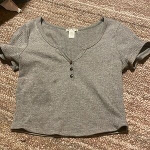 Grey cropped tight fitted shirt. From Tj max. Size M